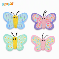Jouet en peluche doux et froissé pour chaton, motif papillon coloré sur le thème du printemps, avec herbe à chat, fabriqué par Famipet