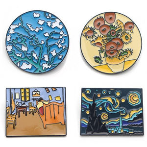 Logo de mode personnalisé Badges en métal Broche Épingles en émail pour la peinture <span class=keywords><strong>Van</strong></span> <span class=keywords><strong>Gogh</strong></span> Art Épingles en émail souple/dur personnalisées - Product Image 3