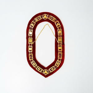 Low Price Royal Arch Chapter Chain <b>Collar</b> Jewel Gold Plated on Red Velvet Masonic Regalia Chain <b>Collar</b> - Product Image 3