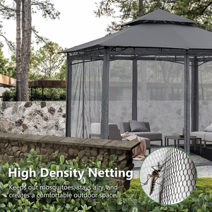 Pergola et tonnelle de jardin Eurogarden "Berlino" en acier gris 3x3 m avec double toit - Product Image 6