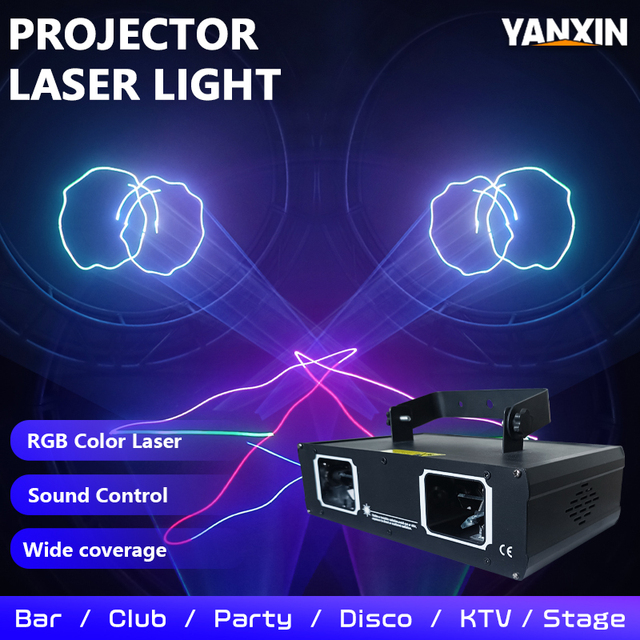 Double Head RGB 3-in-1 Full Color Laser Show Projector with 2 Lenses Scanning Light for Wedding Bar Event Use