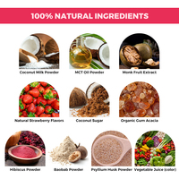 Latte Superfood Crème de Fraise Marque Blanche pour le Soutien Digestif, Latte Rose Fraise Hibiscus