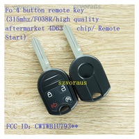 Clé à distance Fo 4 boutons (315mhz/FO38R/puce 4D63 de haute qualité après-vente/démarrage à distance)
