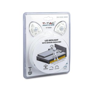 Kit Striscia LED Dimmerabile 1,2M 2,8W/M Luce Notturna Doppia da Comodino 3000K con Sensore di Movimento PIR SKU-2550 - Product Image 1