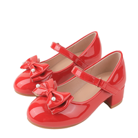 Nouvelles Chaussures de Princesse pour Filles 2026 – Blanches, avec Nœud Perlé et Bride à Boucle, Talons Bas en Cuir PU pour Occasions Formelles
