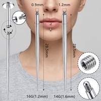 316 Stainless Steel Guide Pin Internal External Thread Insertion Rod Piercing Earring Labret Tongue Stud DIY Auxiliary Tool