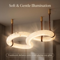 Lustre moderne de luxe en albâtre, luminaire suspendu en pierre naturelle pour salle à manger, taille moyenne, LED, garantie 3 ans, dimmable