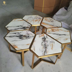 Chất Lượng Cao Kết Cấu Trắng Nhân Tạo Bàn Bằng Đá Cẩm Thạch Văn Phòng Hàng Đầu Hội Nghị Bảng Trang Trí Nội Thất Hình Lục Giác Cánh Hoa Thiết Kế Bàn Cà Phê - Product Image 6