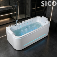 Baignoire SPA autoportante en acrylique blanche de luxe avec jets d'hydro-massage, drain et robinet inclus, pour usage intérieur ou hôtels