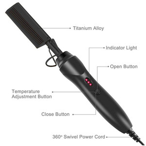 Electric Curling <b>Comb</b> Gold Black Pink Multi Functional Hair Straightener Dry Wet Use Fast <b>Heating</b> Wired - Product Image 4