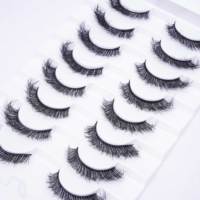 Faux cils en poils synthétiques effet œil de chat, 16 pièces (8 paires), vaporeux, évasés, volumineux, croisés, pour un look naturel et glamour, ensemble de cils faits main