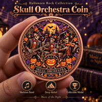 Pièce commémorative de 1 oz en cuivre fin .999, motif couple de squelettes dansants du Jour des Morts, Calavera, Pyramide aztèque, objet de collection, cadeau
