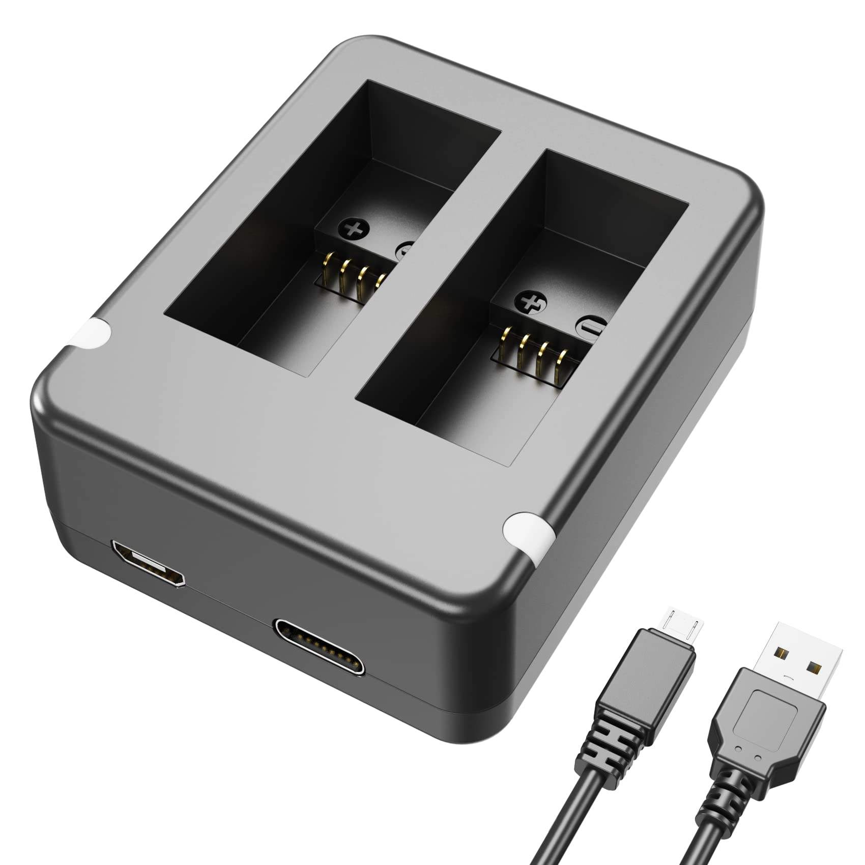 HONGDAK Dual Battery Charger for GoPro Hero 9/10/11 Black Battery Charger Station with Micro USB Cable