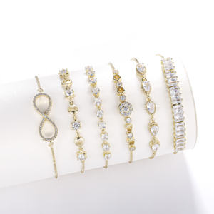 CM 보석 도매 지르코니아 14k 금도금 바게트 다이아몬드 여성 Pulsera Joyeria 조정 가능한 팔찌 Et 팔찌 - Product Image 1