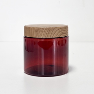 Cosmetic Packaging 50ml 150ml 250ml 500ml Frosted clear Amber Scrub Body Butter Pet <b>Plastic</b> Cream <b>Jar</b> with Bamboo Lid - Product Image 5