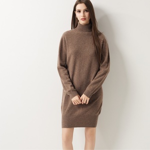 Factory Price Turtleneck Knit Dress Long Sleeve Loose Fit Winter Knitwear <strong>Women</strong> Wool Sweater Dress - Product Image 3