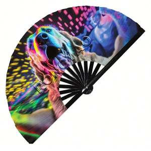 Grand éventail à main de 33 cm en bambou avec décorations peintes pour la maison, les entreprises ou comme cadeau promotionnel, souvenir fait main - Product Image 5