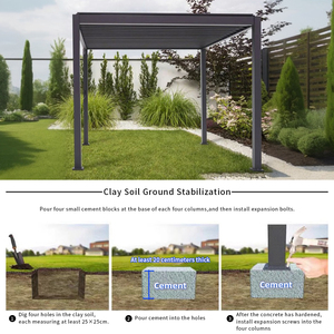 Pérgola de Aluminio con Recubrimiento en Polvo Resistente a la Intemperie, con Techo de Láminas Motorizadas, Gazebo para Uso Durante Todo el Año en Balcón y Terraza - Product Image 3