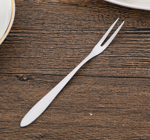 Tenedor de postre, pastel y fruta de acero inoxidable DFF1114, personalizado y en stock para venta al por mayor, con 2 dientes. - Product Image 4