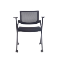 Chaise de formation moderne noire en plastique avec roulettes, pliable, pour bureau, réunions, maison et salles de conférence – Vente en gros