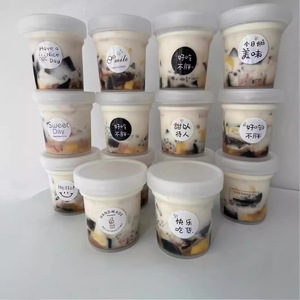 Gobelets en plastique PET de 500 ml moulés par injection PP pour thé <span class=keywords><strong>au</strong></span> lait, crème glacée, herbe de fée grillée, <span class=keywords><strong>yaourt</strong></span>, gâteau - Product Image 2