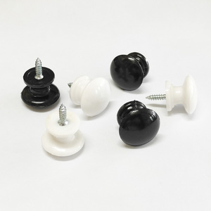 White Black Round Plastic Knob Self-Tapping <b>Screw</b> Furniture <b>Handle</b> Drawer Cabinet <b>Door</b> Pull - Product Image 1