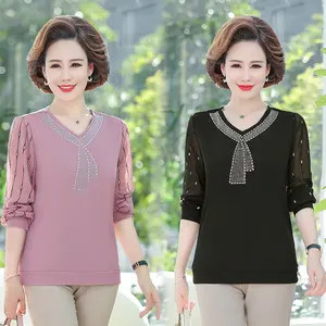 2021 middle-aged women tops fashion elegant design t-shirt wholesale ladies new blouse