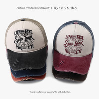 Topi Baseball 6 Panel Unisex Bahan Katun Twill 100% Model Baru 2026, Cetak Huruf Vintage, Dapat Disesuaikan, Puncak Keras, Tinggi