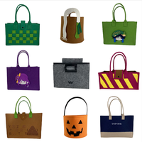 Sac fourre-tout en feutre non tissé écologique de 3 mm d'épaisseur avec logo personnalisé imprimé, fermeture à bouton, réutilisable pour les courses, les sorties et les fêtes