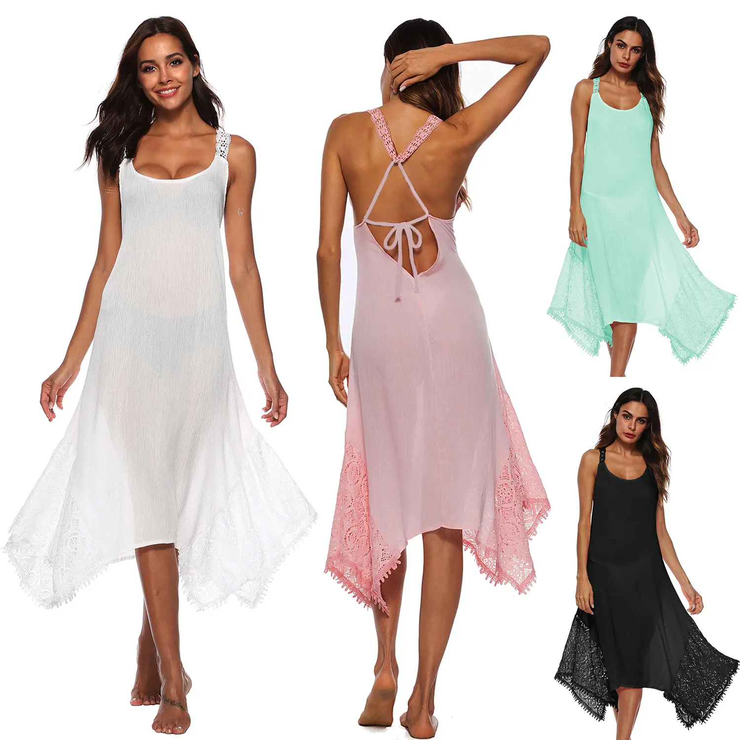 미국 사용자 정의 핫 세일 여름 여성 섹시한 긴 슬립 커버 비치 드레스 공장 가격