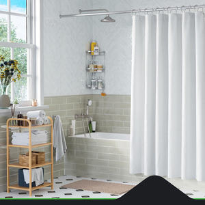 Juego de Cortinas de Ducha de Lujo Más Vendido, Tejido Jacquard Liso, 100% Poliéster Ecológico, Blanco, 180x180cm, con 12 Ganchos - Product Image 3