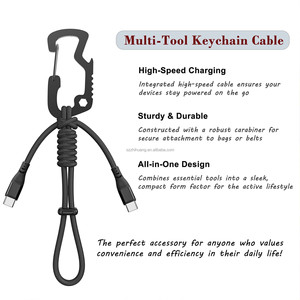 Câble de charge rapide 3A pour iPhone 15 <span class=keywords><strong>Pro</strong></span> Max, câble <span class=keywords><strong>porte</strong></span>-clés avec ouvre-bouteille intégré, support de bouteille, utilisé pour la randonnée, le camping, le cyclisme - Product Image 3