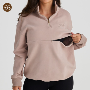 Vêtements de maternité de haute qualité à logo personnalisé <span class=keywords><strong>pull</strong></span> chaud en polaire à fermeture éclair et quart pour femmes <span class=keywords><strong>pull</strong></span> d'<span class=keywords><strong>allaitement</strong></span> - Product Image 1