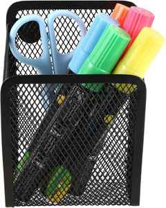 Magnetic Metal <b>Mesh</b> Pencil Holder Black Stainless Steel Pen Holder with Magnets <b>Basket</b> <b>Storage</b> Organizer for Whiteboard - Product Image 5
