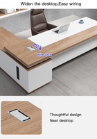 Bureau de direction moderne en forme de L, grande table pour PDG
