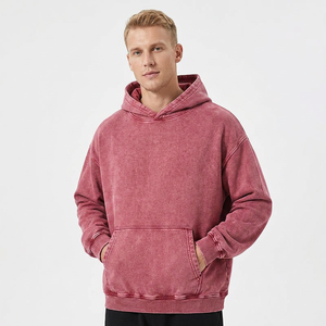 Sweat à capuche unisexe vintage délavé à l'acide avec logo personnalisé sur le devant, 100 % coton molletonné, écologique, anti-boulochage, coupe ample, vente en gros pour hommes - Product Image 1