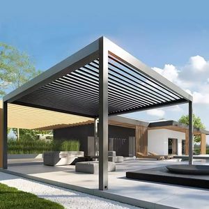 <span class=keywords><strong>Pergola</strong></span> d'extérieur moderne de luxe <span class=keywords><strong>Pergola</strong></span> de jardin en métal avec toit à persiennes imperméable en aluminium - Product Image 4