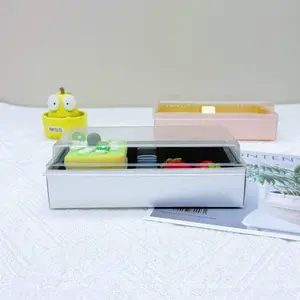 矩形两格纸板盒，带宠物塑料内盒透明盖，用于零食包装