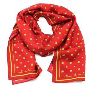 Trung Quốc Bán Buôn Phụ Nữ Khăn Choàng Tạo Ra Thiết Kế Riêng của Bạn Dài Phong Cách Tùy Chỉnh In Ấn Màu Đỏ Vàng Đại Bàng 100% Khăn Lụa Tùy Chỉnh In Lụa - Product Image 1