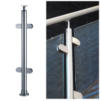 Terrasse Clôture Balustrade En Verre Tube Rond En Verre Trempé Garde-Corps Colonne Simple En Acier Inoxydable 304 Sécurité Verre Garde-Corps Poteau