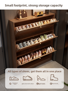 خزانة أحذية خشبية بتصميم شمالي للشتاء، رفيعة للغاية وموفرة للمساحة، بعرض 18 سم للمداخل الضيقة، تخزين بـ 3 رفوف للمساحات الصغيرة - Product Image 3