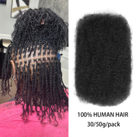 Cheveux humains bouclés afro crépus en vrac pour tresses, 100% Remy non traités, 30g 50g pour dreadlocks, micro-tresses sans nœuds, 10-20 pouces