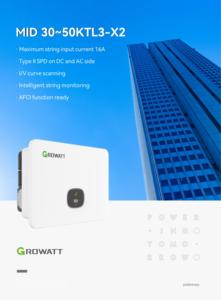 Growatt MID 30-50KTL3-X2 Onduleur triphasé connecté au réseau 30KW 33KW 36KW 40KW 50KW avec 3 ou 4 MPPT pour les grands projets solaires - Product Image 6