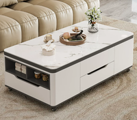 Table basse relevable et table à manger 2-en-1 pour salon, avec tabourets