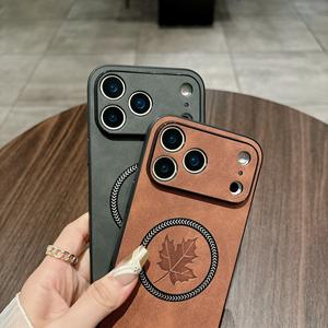 Fundas Magnéticas de Lujo para Teléfono Móvil con Diseño Retro de Hoja de Arce en Cuero para <span class=keywords><strong>iPhone</strong></span> 17 Air 16 15 <span class=keywords><strong>14</strong></span> 13 12 11 <span class=keywords><strong>Pro</strong></span> Max Plus - Product Image 4