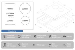 Placa de Cocina Eléctrica Integrada con Superficie de Vidrio <span class=keywords><strong>Invisible</strong></span>, 4 Quemadores, Función de Pausa y Mantener Caliente, Control Táctil, 7000W - Product Image 5