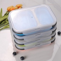Boîte à lunch en silicone de qualité alimentaire, contenants de stockage alimentaire en silicone pliables, boîte à lunch rectangulaire pliable