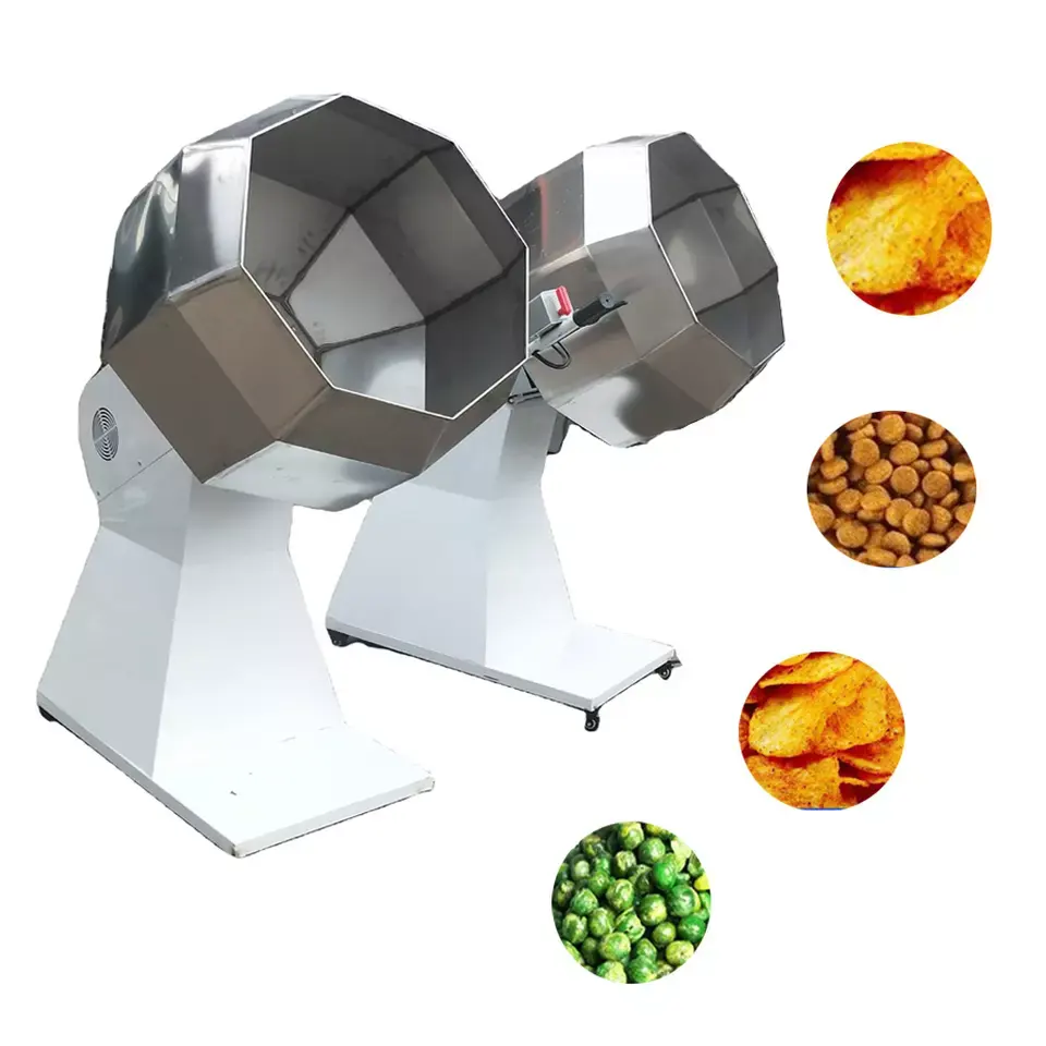 पालतू फ़ीड मसाला मशीन/स्वत: खाद्य नाश्ता चिप्स पॉपकॉर्न स्वादिष्ट बनाने का मसाला मशीन/स्वाद मिक्सर अष्टकोणीय ड्रम मिक्सर