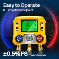 Kit de recharge de réfrigérant pour climatisation automobile avec manomètre numérique pour CVC, raccords rapides R134a R1234yf et robinets de décharge, 3 tuyaux