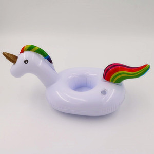 <b>Inflatable</b> Unicorn Cup Holder Earless Rainbow PVC Pool Drink <b>Float</b> For Indoor Outdoor Use - Product Image 1
